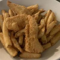 Kids Fish & Chips · Fried haddock and one side.