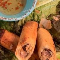 Crispy Spring Roll (2) · Shrimp, chicken, vermicelli noodles, cassava carrots, wood ear mushroom, lettuce cup