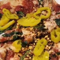 Brooklyn Style Sicilian Pizza · Large Thin crust square, chunky tomatoes, fresh mozzarella cheese, regular mozzarella, basil...