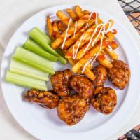 Wingo'S Wing Special · 8 wings any style, fries and a soda. With blue cheese or ranch dressing.
