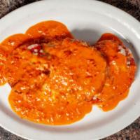 Ravioli Bolognese · Homemade tomato meat sauce.