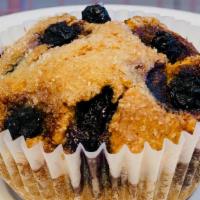 Lemon Blueberry Muffin (Gf) · Rice + Almond Flour, Organic Blueberries, Lemon Zest. Light, Moist + Gluten Free!