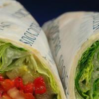 Mediterranean Garden (Wrap) · Romaine lettuce, mixed greens, tomatoes, onions, and feta cheese tossed with a creamy Greek ...