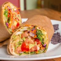 Garden Veggie Wrap · Romaine, Tomato, Red Onion, Cucumber, Avocado, Carrot, Red Cabbage, Sprouts, Roasted Pepper ...