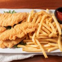 Chicken Fingers & Fries · Served with Honey Mustard or BBQ Sauce