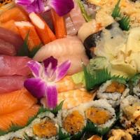 Spring Tray · Haru (50 pcs.) sashimi (10 pcs.), sushi (10 pcs.), California maki (6 pcs.), spicy salmon ma...