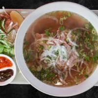 Pho Tai Chin · Pho with rare steak and well done brisket.