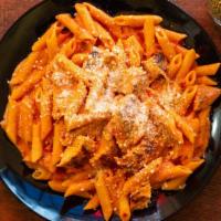 Chicken Alla Vodka Pasta · Sauteed in creamy vodka sauce tossed with Romano cheese. Served with choice of penne pasta o...