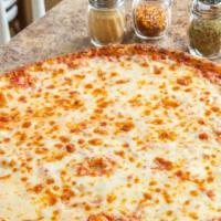 Three-Cheese Pizza · Our famous three-cheese blend Italian style pizza with our homemade rich in flavor pizza sau...