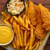 Chicken Tender Dinner · Served with french fries and a side of coleslaw.