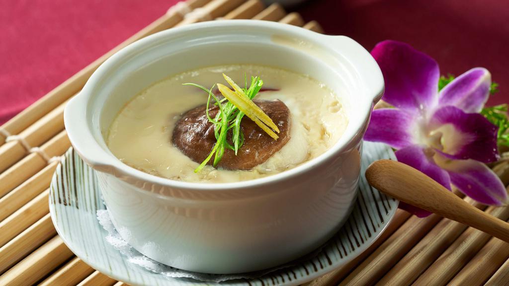 Chawan Mushi · Soft egg custard with seafood and chicken.