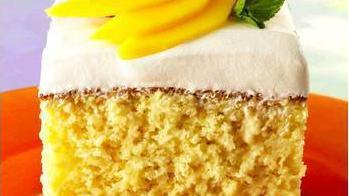 Tres Leches Cake · Sponge cake soaked in three luscious milks and covered with satiny white cream