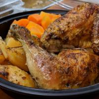 1/2 Oven Roasted Chicken Meal · Fresh oven roasted chicken served with your choice of two sides.