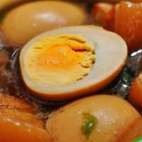 Khai Palo (D) · Slow cooked soy egg, pork belly and tofu.
Served with rice