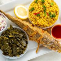 Red Snapper · Served with fries or cajun rice, coleslaw, and bread.
