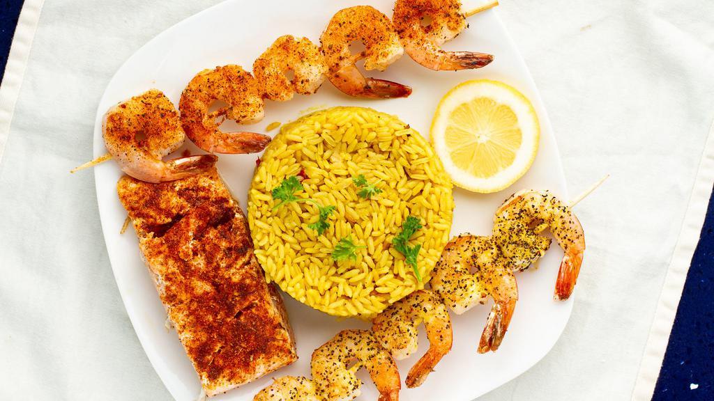 1 Pc Salmon And Skewer Of Shrimp · Add an extra piece of salmon for an additional charge.