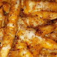 Yafa Cheesy Fries · Freshly sliced thin and crispy potatoes, topped with our own spices, and covered with meltin...