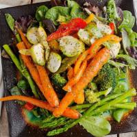 Grilled Veggies · Snow snap peas, carrots, cauliflower, broccoli, string beans, asparagus.