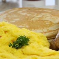 Upland Breakfast · Short stack (pancakes or French toast) with two eggs and ham, bacon, sausage, or scrapple.