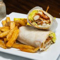 Tuscan Chicken Wrap · Grilled chicken, spinach, mushroom, roasted red peppers, and mozzarella cheese.