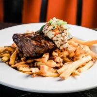 Classic Hanger Steak Frites* · Port demi and roquefort butter. Served with French fries.