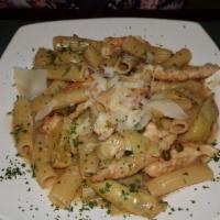 Chicken Rigatoni Broccoli · Sautéed in garlic olive oil and served with a white wine sauce.
