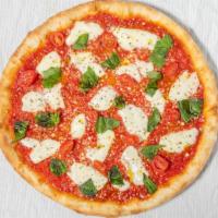 Margarita Pizza Personal · Tomato pie sauce, fresh mozzarella, cherry tomato, and basil.