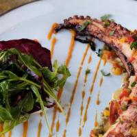 Grilled Octopus · Red pepper, capers, sweet potato, paprika (GF!)