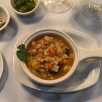 Minestrone Abruzzese Soup · Carrot, onion, scallion, barley, yellow & green zucchini, leeks, garbanzo, white, & red bean...