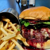 Pig & Fig Turkey Burger · Blackberry jam, bacon, figs, spring mix, brie