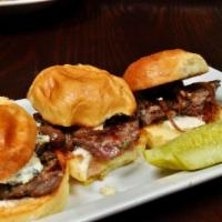 Filet Sliders · Grilled filet, bleu cheese, caramelized onions, toasted brioche