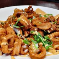 Graham Cracker Calamari · Graham cracker encrusted calamari, peanut aioli