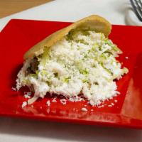 Gorditas · A homemade fried tortilla pocket stuffed with your choice of meat, lettuce, sour cream, and ...