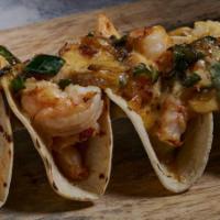 Tacos Gobernador · Choice of four corn tortillas or three flour tortillas, richly filled with cut shrimp, roast...