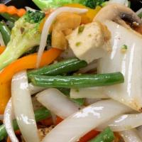 Veggie Delight · Sauteed medley vegetables of broccoli, napa, green beans, mushrooms, bean sprouts and tofu i...