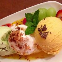 Mango Tree Ice Cream · A combination of coconut, mango, and green tea ice cream served with variety of homemade sau...
