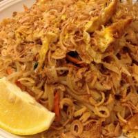 Pad Thai With Chicken · Served without rice. Stir fried rice noodles with chicken or shrimp thai basil crushed peanu...
