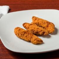 Chicken Tenders · 3 lightly breaded chicken tenders tossed in your choice of sauce.