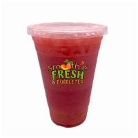 Fruit Punch Bubble Tea · Strawberry, raspberry, and pineapple tea, with rainbow bobas.