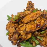 Yueyang Chicken With String Beans · Hot and spicy.