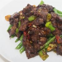 Yuenyang Beef With String Beans · Hot and spicy.