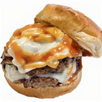 James River 3-Way Burger · Double cheese patty, sautéed onions, mayo & J.R. BBQ sauce. All burgers are cooked well done...