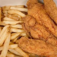 Hand Breaded Chicken Tenders (4 Pieces) · 4 hand breaded chicken tenders. Make it a meal by adding fries