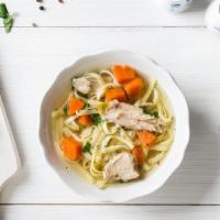 Chicken Noodle Soup · Classic chicken noodle soup, with veggies in a rich broth