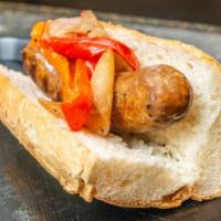 Mild Italian Sausage Sandwich · Served with roasted peppers, onions and marinara sauce. Please note: (we package this item w...