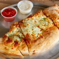 Bbq Chicken Calzone · Made with BBQ chicken and mozzarella. Feeds 2 people.