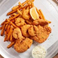 Fish And Shrimp Combo Dinner · A combination of our lightly fried Atlantic haddock fillets and Jumbo shrimp. Served with le...