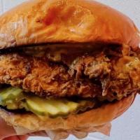 Crispy Chicken Sandwich · Comes with signature sauce, shredded lettuce, and crisp pickles on a griddled potato bun. Fe...