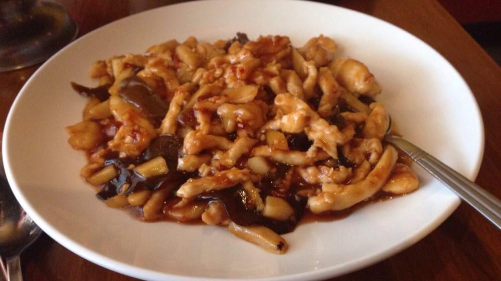 Yu Shiang · Wood-ear mushrooms, water chestnuts, garlic, ginger chili sauce.