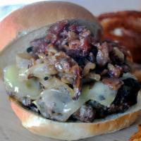 The Brooklawn · all beef patty, Swiss cheese, caramelized onions, bacon jam